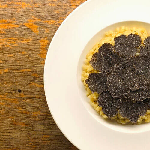Coquilettes pasta with black winter truffle (Australia) 